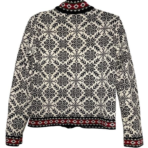 L.L. Bean Fair Isle Sweater Coat Cream White XS - Picture 2 of 4